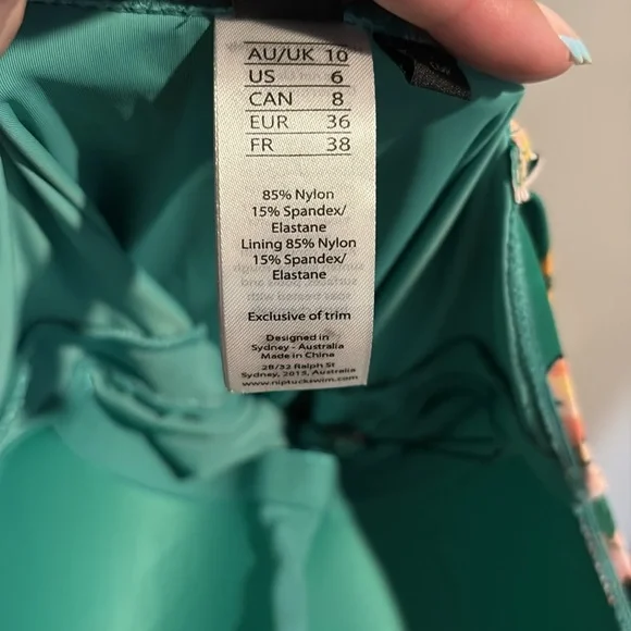 Niptuck Swim One Piece Swimsuit Floral Multifit Cup Green Floral Ruched - Picture 5 of 6